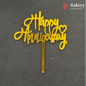 3 Inch Happy Anniversary Acrylic Cake Topper | Multiple Designs | Pack of 10