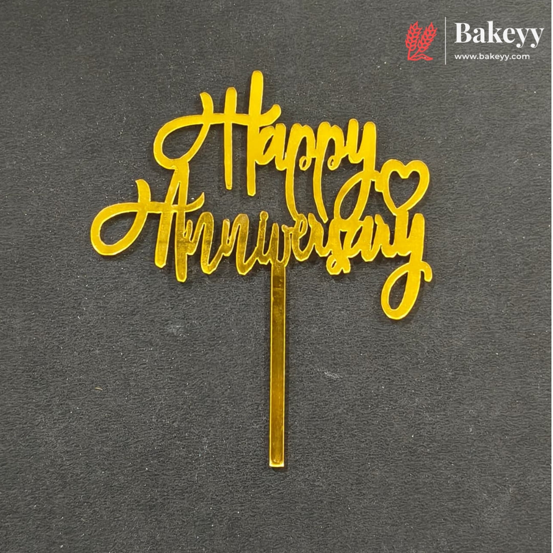 3 Inch Happy Anniversary Acrylic Cake Topper | Multiple Designs | Pack of 10