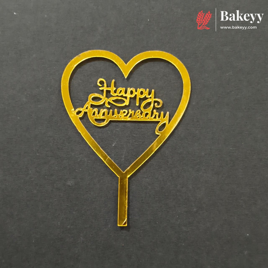 3 Inch Happy Anniversary Acrylic Cake Topper | Multiple Designs | Pack of 10