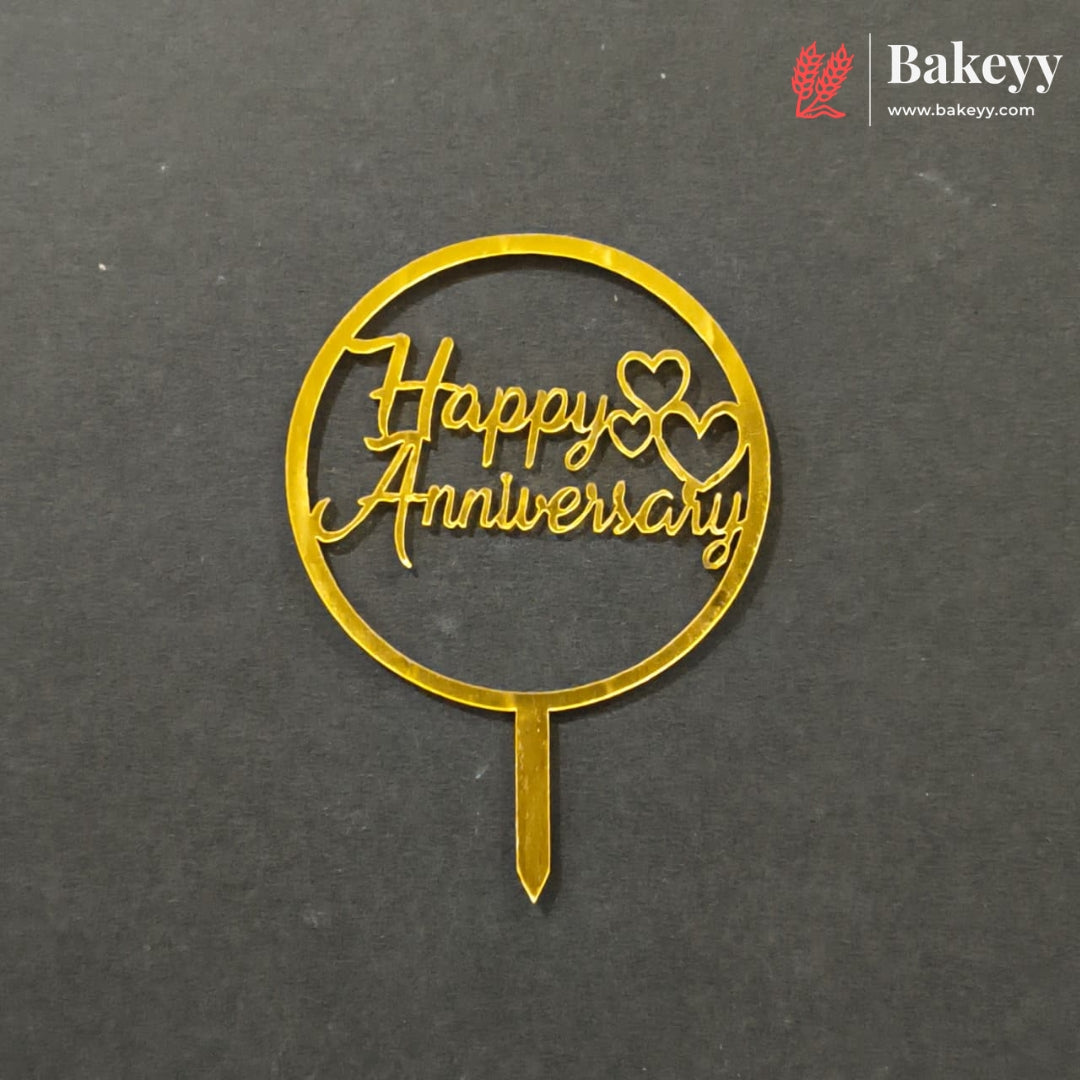 3 Inch Happy Anniversary Acrylic Cake Topper | Multiple Designs | Pack of 10