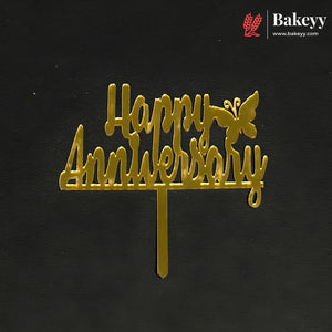 3 Inch Happy Anniversary Acrylic Cake Topper | Mixed Designs | Pack of 10