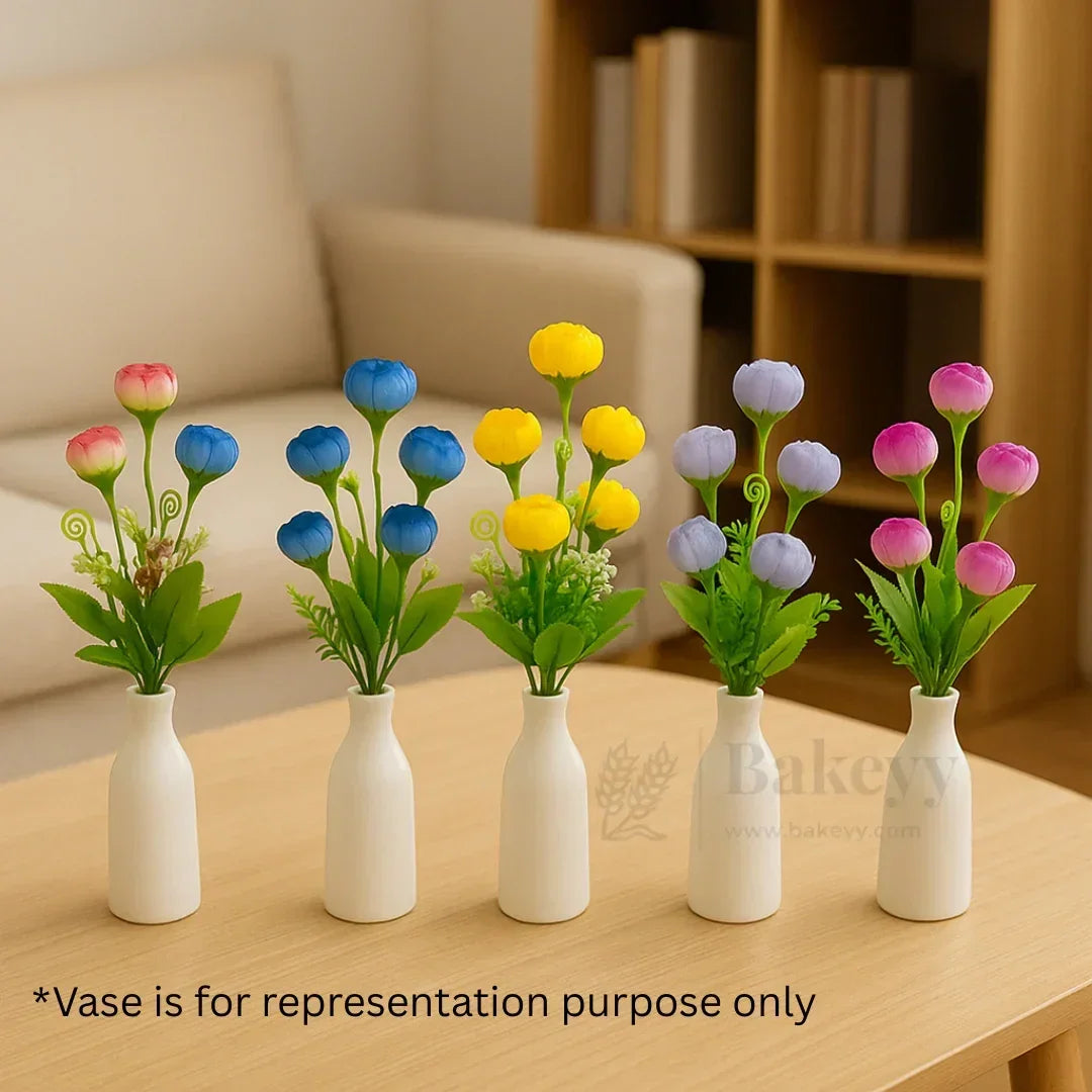 Artificial Rose Bouquet – 35cm | Artificial Rose Bud Bunch – 10 Heads - Bakeyy.com - India - Artificial Rose Bouquet – 35cm | Artificial Rose Bud Bunch – 10 Heads - Purple-White 118.00