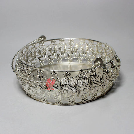 7 Inch Elegant Silver-Plated Decorative Basket with Handle | Premium Serving & Gifting Accessory | Gift Baskets For Dry Fruits ,Gift Hampers, Return Gift for wedding, Anniversary, Birthday, house warming - Bakeyy.com - India - 7 Inch Elegant Silver-Plated Decorative Basket with Handle | Premium Serving & Gifting Accessory | Gift Baskets For Dry Fruits ,Gift Hampers, Return Gift for wedding, Anniversary, Birthday, house warming - Default Title