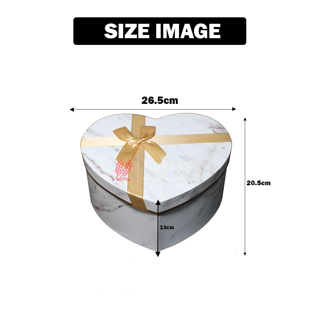 26.5x20.5x13 Cm | Heart-Shaped Gift Box with Marble Design and Golden Ribbon |White | Black |Pink | - Bakeyy.com - India - 26.5x20.5x13 Cm | Heart-Shaped Gift Box with Marble Design and Golden Ribbon |White | Black |Pink | - Black