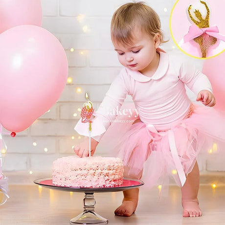 Elegant Ballerina Cake Candle Topper | Gold & Pink Design| (Pack Of 1) - Bakeyy.com - India - Elegant Ballerina Cake Candle Topper | Gold & Pink Design| (Pack Of 1) - Default Title