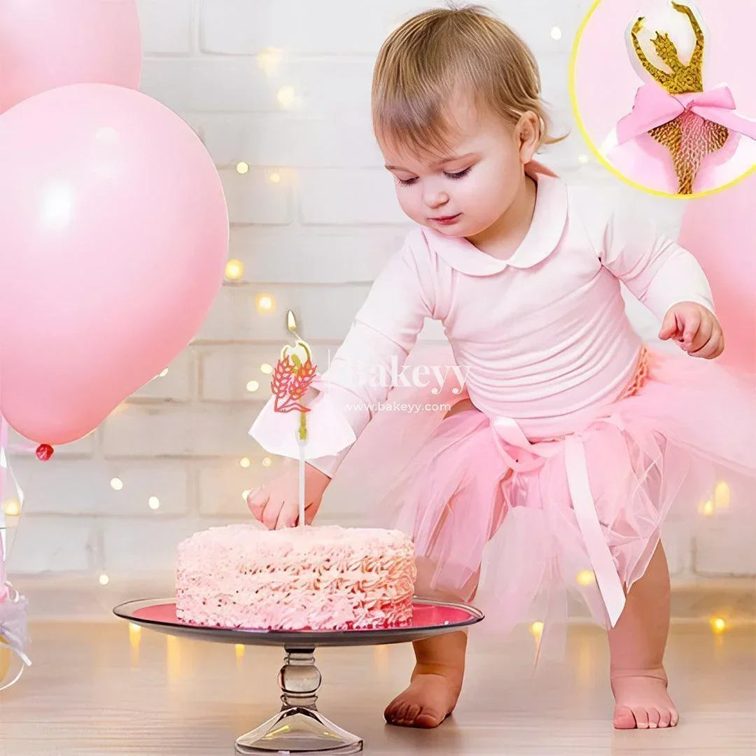 Elegant Ballerina Cake Candle Topper | Gold & Pink Design| (Pack Of 1) - Bakeyy.com - India - Elegant Ballerina Cake Candle Topper | Gold & Pink Design| (Pack Of 1) - Default Title