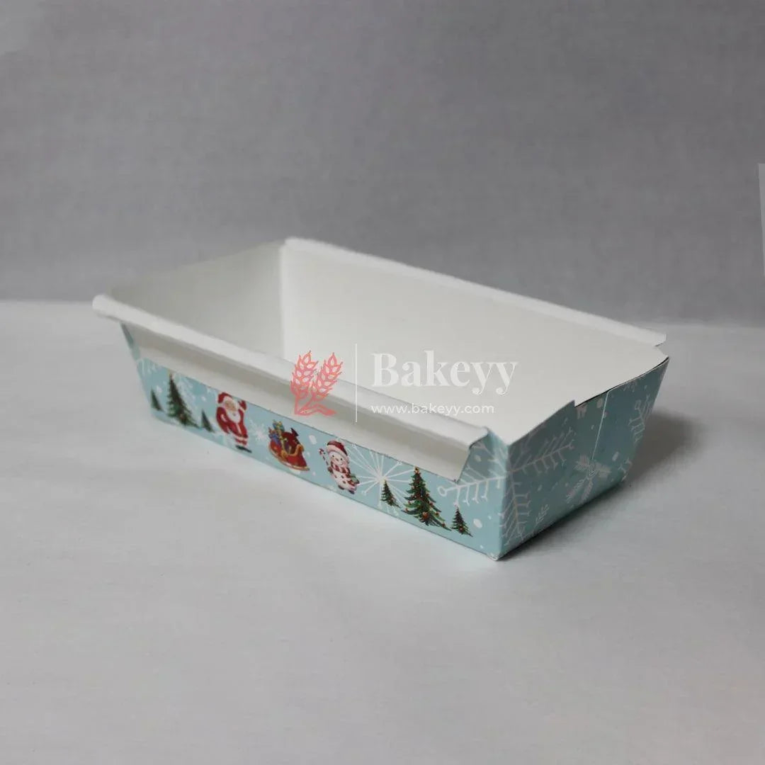 250 g | Light Blue With Christmas Design | Bake and Serve Rectangle Mould | Christmas Design Mould | Paper Baking Mould | Plum Cake Bar Mould | Pack of 50 - Bakeyy.com - India - 250 g | Light Blue With Christmas Design | Bake and Serve Rectangle Mould | Christmas Design Mould | Paper Baking Mould | Plum Cake Bar Mould | Pack of 50 - Default Title
