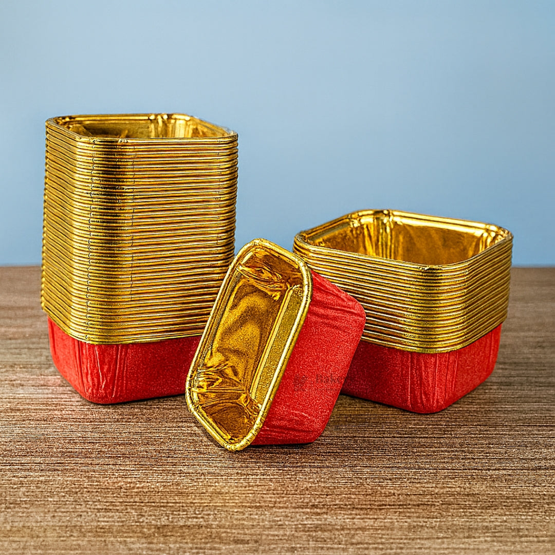 Square Bake-N-Serve with Golden Foiling | Pack of 50