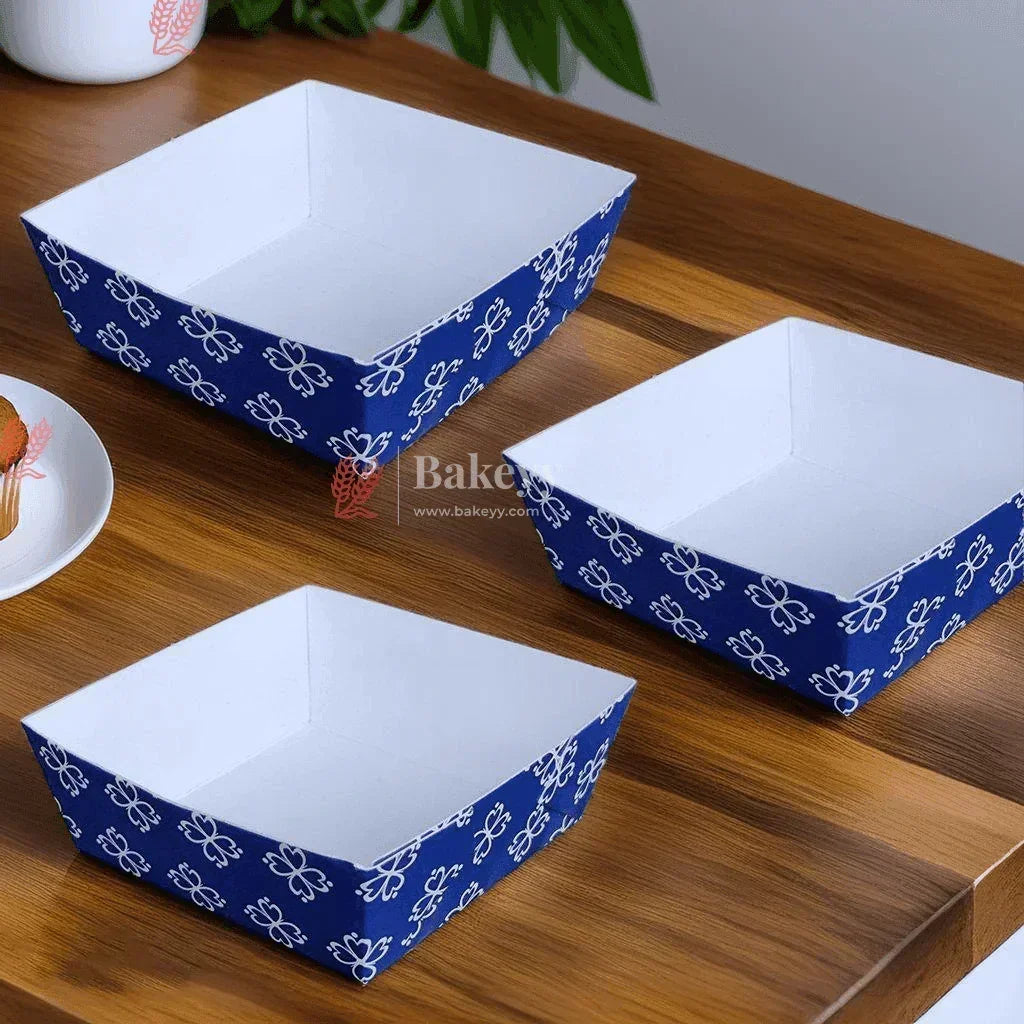 Brownie Bake N Serve Paper Trays | Pack of 50 | Floral Print Square Cups in Red, Blue & Brown for Elegant Baking & Serving - Bakeyy.com - India - Brownie Bake N Serve Paper Trays | Pack of 50 | Floral Print Square Cups in Red, Blue & Brown for Elegant Baking & Serving - Brown