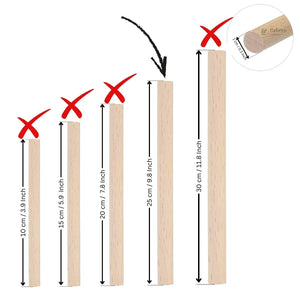 Bakeyy bamboo dowel sticks in various lengths with measurements, suitable for baking supplies.
