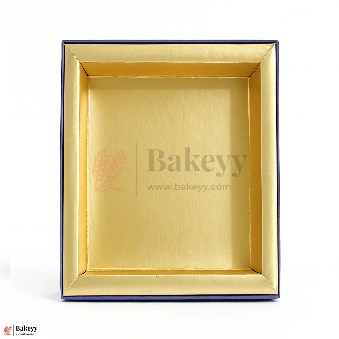 One Kg Sweet Box | 10.5x7.5x1.5 Inch | Premium Blue Festive Sweet Box with Golden Base | Rigid Sweet Box with Golden Interior | 1 Piece