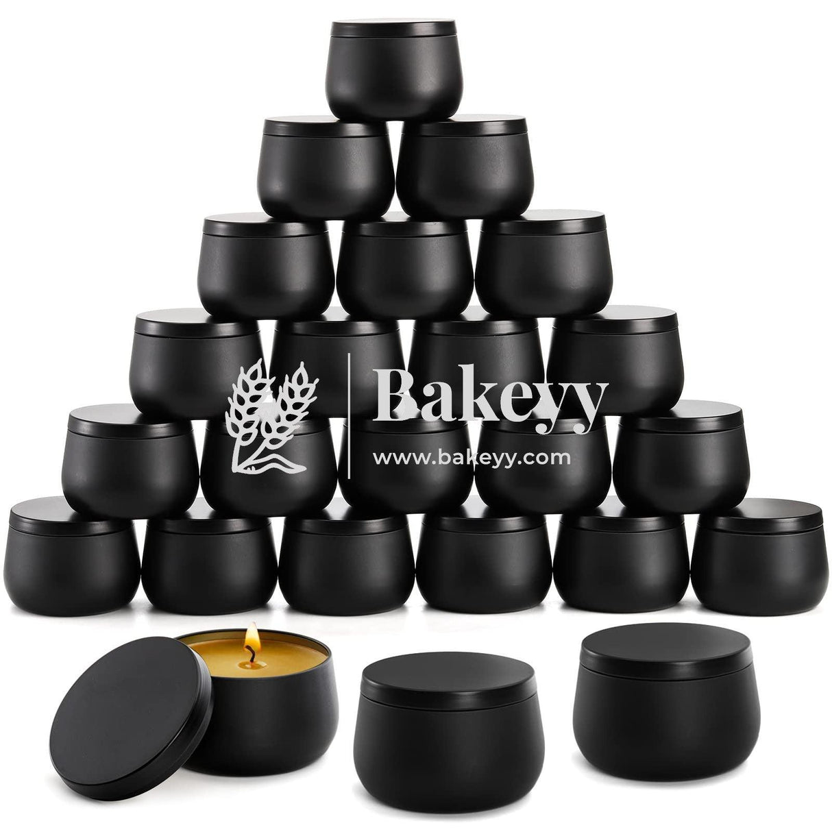 Black Candle Tin Box | Empty Decorative Tin Box | Chocolate Box | Candy Box | Gift Box | Pack Of 8 - Bakeyy.com - India - Black Candle Tin Box | Empty Decorative Tin Box | Chocolate Box | Candy Box | Gift Box | Pack Of 8 - Pack of 8