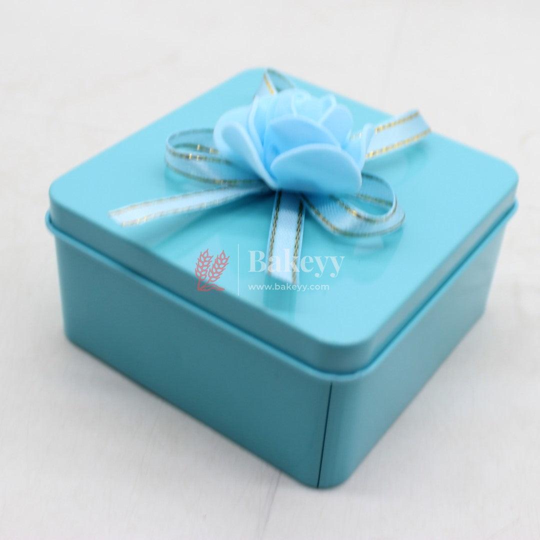 Blue Empty Decorative Tin Box | Pack of 12 | Gift Box | Chocolate Box | Sweet Box | Jewellery Box | Luxury Box - Bakeyy.com - India - Blue Empty Decorative Tin Box | Pack of 12 | Gift Box | Chocolate Box | Sweet Box | Jewellery Box | Luxury Box - Pack of 12