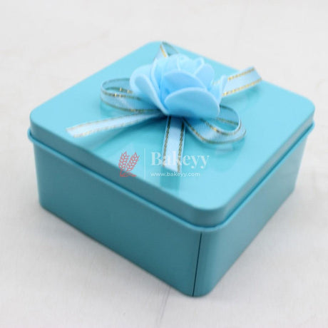 Blue Empty Decorative Tin Box | Pack of 12 | Gift Box | Chocolate Box | Sweet Box | Jewellery Box | Luxury Box - Bakeyy.com - India - Blue Empty Decorative Tin Box | Pack of 12 | Gift Box | Chocolate Box | Sweet Box | Jewellery Box | Luxury Box - Pack of 12