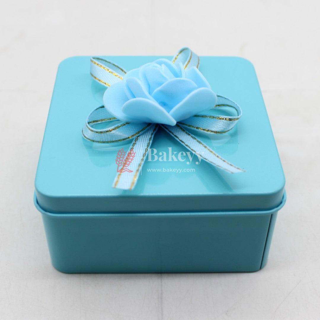 Blue Empty Decorative Tin Box | Pack of 12 | Gift Box | Chocolate Box | Sweet Box | Jewellery Box | Luxury Box - Bakeyy.com - India - Blue Empty Decorative Tin Box | Pack of 12 | Gift Box | Chocolate Box | Sweet Box | Jewellery Box | Luxury Box - Pack of 12