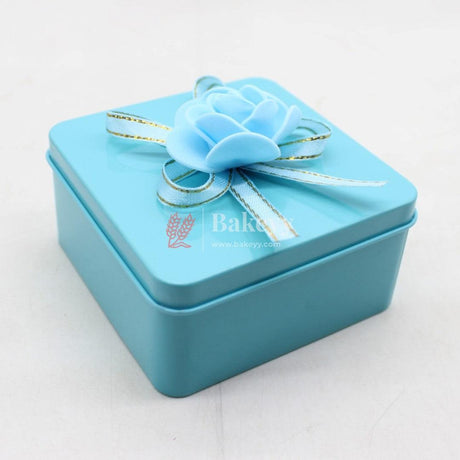 Blue Empty Decorative Tin Box | Pack of 12 | Gift Box | Chocolate Box | Sweet Box | Jewellery Box | Luxury Box - Bakeyy.com - India - Blue Empty Decorative Tin Box | Pack of 12 | Gift Box | Chocolate Box | Sweet Box | Jewellery Box | Luxury Box - Pack of 12