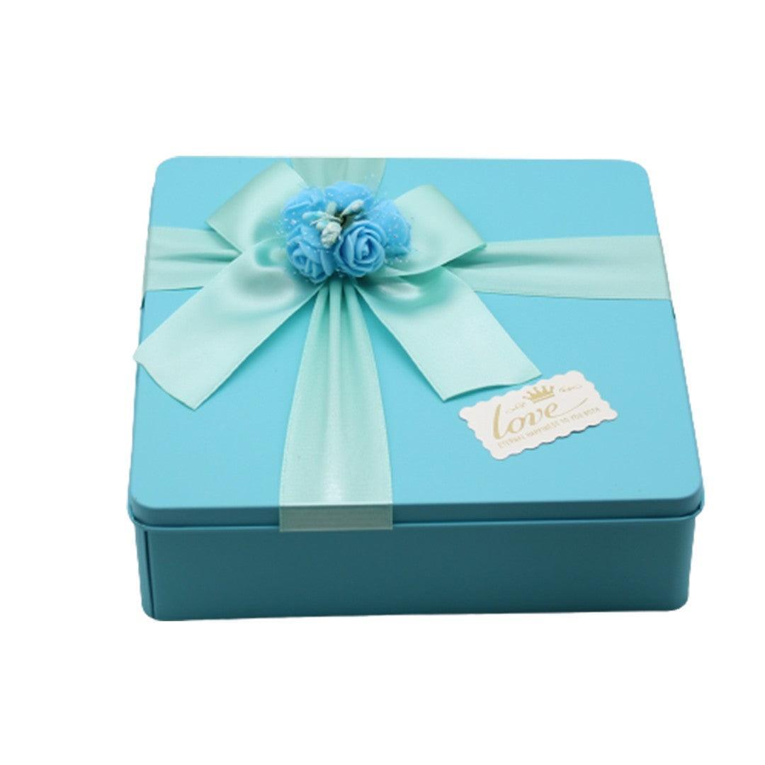 Blue Square Empty Decorative Tin Box | Gift Box | Chocolate Box | Sweet Box | Jewellery Box | Luxury Box | Pack of 2 - Bakeyy.com - India - Blue Square Empty Decorative Tin Box | Gift Box | Chocolate Box | Sweet Box | Jewellery Box | Luxury Box | Pack of 2 - Pack of 2