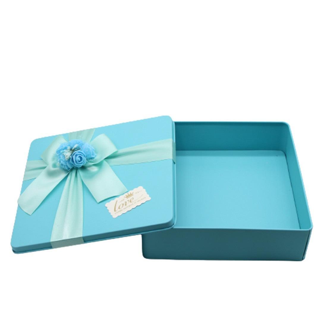 Blue Square Empty Decorative Tin Box | Gift Box | Chocolate Box | Sweet Box | Jewellery Box | Luxury Box | Pack of 2 - Bakeyy.com - India - Blue Square Empty Decorative Tin Box | Gift Box | Chocolate Box | Sweet Box | Jewellery Box | Luxury Box | Pack of 2 - Pack of 2