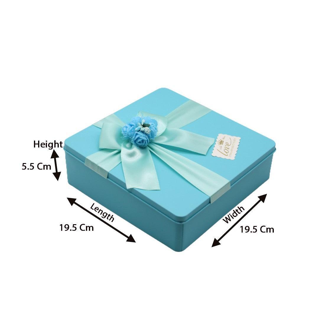 Blue Square Empty Decorative Tin Box | Gift Box | Chocolate Box | Sweet Box | Jewellery Box | Luxury Box | Pack of 2 - Bakeyy.com - India - Blue Square Empty Decorative Tin Box | Gift Box | Chocolate Box | Sweet Box | Jewellery Box | Luxury Box | Pack of 2 - Pack of 2