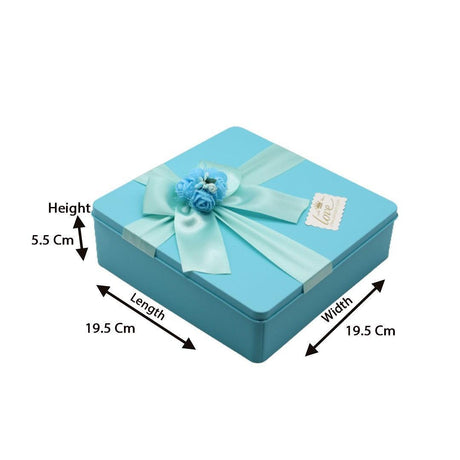 Blue Square Empty Decorative Tin Box | Gift Box | Chocolate Box | Sweet Box | Jewellery Box | Luxury Box | Pack of 2 - Bakeyy.com - India - Blue Square Empty Decorative Tin Box | Gift Box | Chocolate Box | Sweet Box | Jewellery Box | Luxury Box | Pack of 2 - Pack of 2