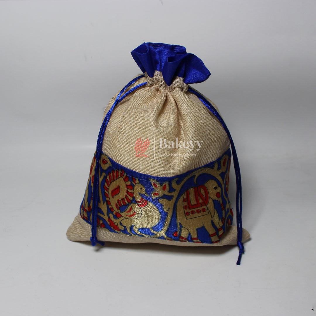 20x27CM \ 8x10 inch| Elegant Jute Cream Drawstring Gift Bag | Drawstring Bags | Pack of 10