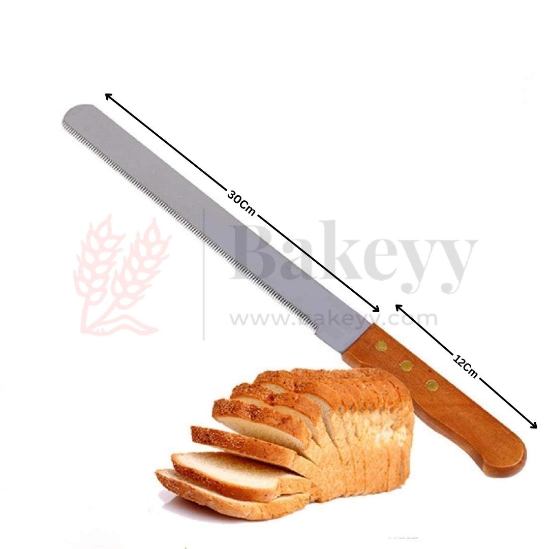 12 Inch| Bread Knife | Wide Teeth Wooden Handle | Stainless Steel | 1 Piece - Bakeyy.com - India - 12 Inch| Bread Knife | Wide Teeth Wooden Handle | Stainless Steel | 1 Piece - Default Title