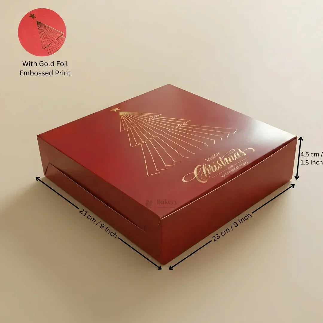 Premium Christmas Brownie Gift Box | Golden Christmas Tree Theme | Pack of 25 - Bakeyy.com - India - Premium Christmas Brownie Gift Box | Golden Christmas Tree Theme | Pack of 25 - 9 Brownie 600.00