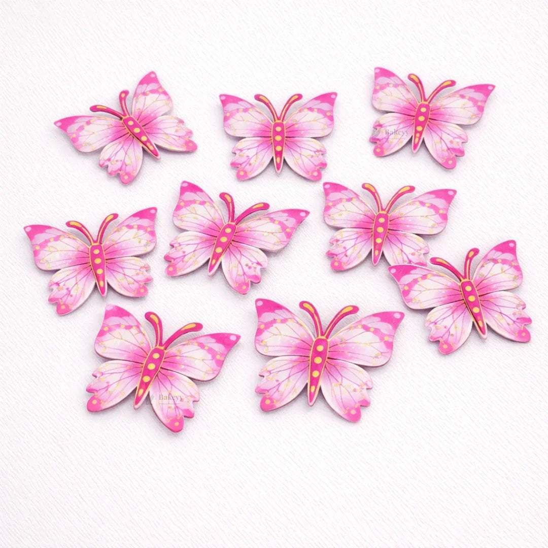 Pink butterfly cupcake toppers for baking decoration from Bakeyy, India's baking supplies shop