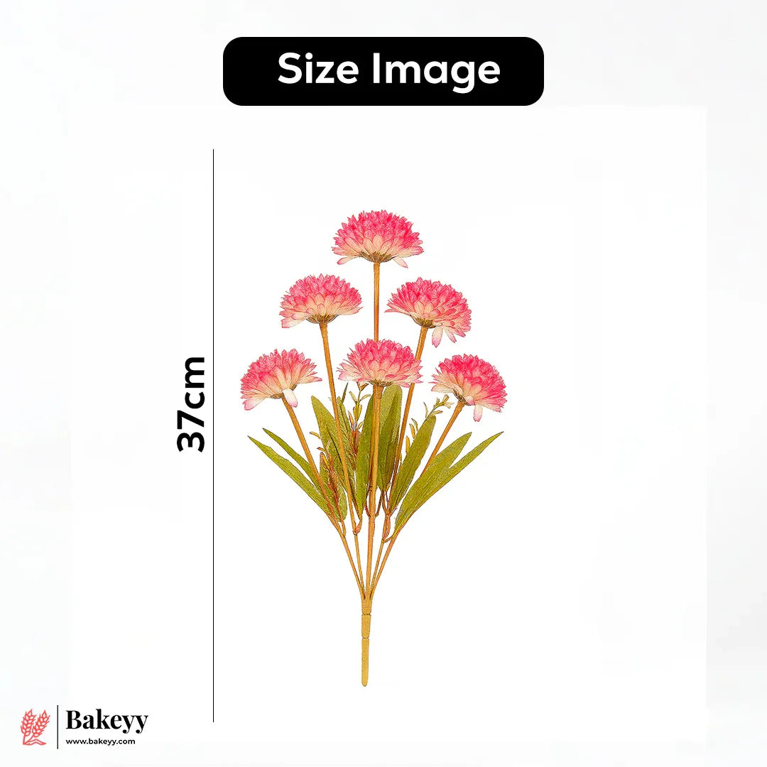 Artificial Chrysanthemum Flower Bunch – 37cm |Peach Pink With Cream Tips | Decorative Stick for Home & Events | Pack Of 1