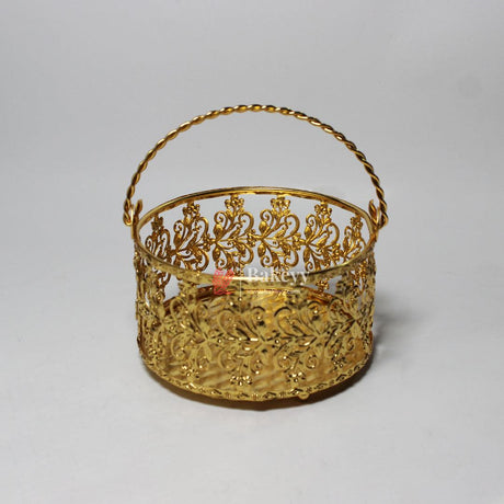5 inch Royal Gold Metal Basket | Elegant Serving & Gifting Accessory | Gift Baskets For Dry Fruits ,Gift Hampers, Return Gift For Wedding, Anniversary, Birthday, House Warming - Bakeyy.com - India - 5 inch Royal Gold Metal Basket | Elegant Serving & Gifting Accessory | Gift Baskets For Dry Fruits ,Gift Hampers, Return Gift For Wedding, Anniversary, Birthday, House Warming - Default Title