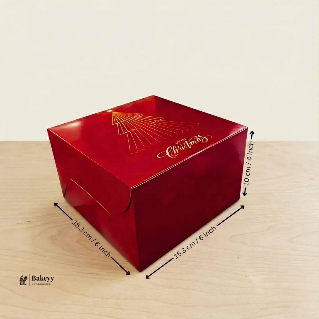 Christmas Cake Box | Perfect for Cake & Treats | Pack of 25 - Bakeyy.com - India - Christmas Cake Box | Perfect for Cake & Treats | Pack of 25 - Design 1 / 6x6x4 Inch 375.00