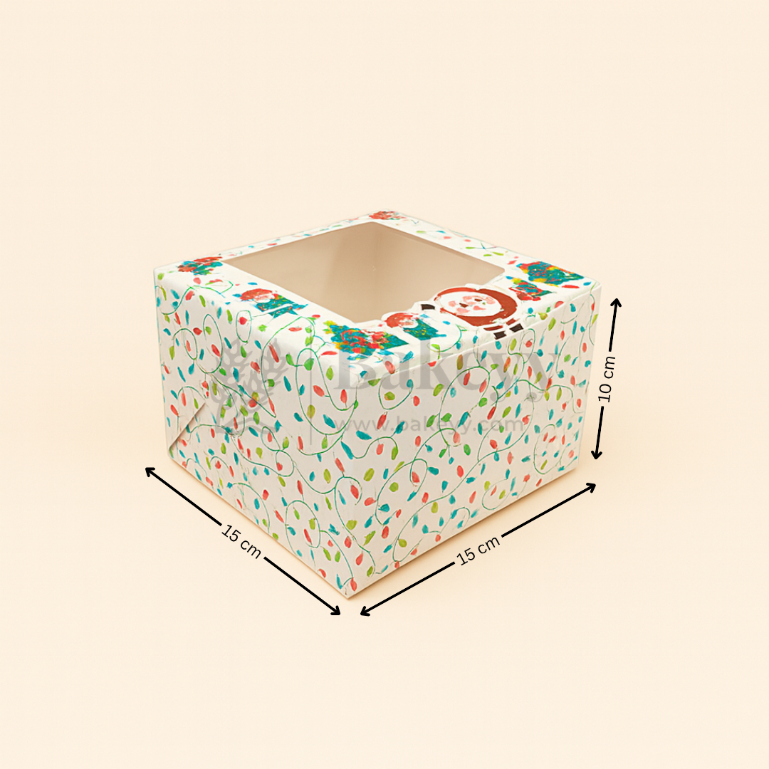 Christmas Cake Box with Window | Holiday Packaging | Small & Large Sizes | Pack of 25