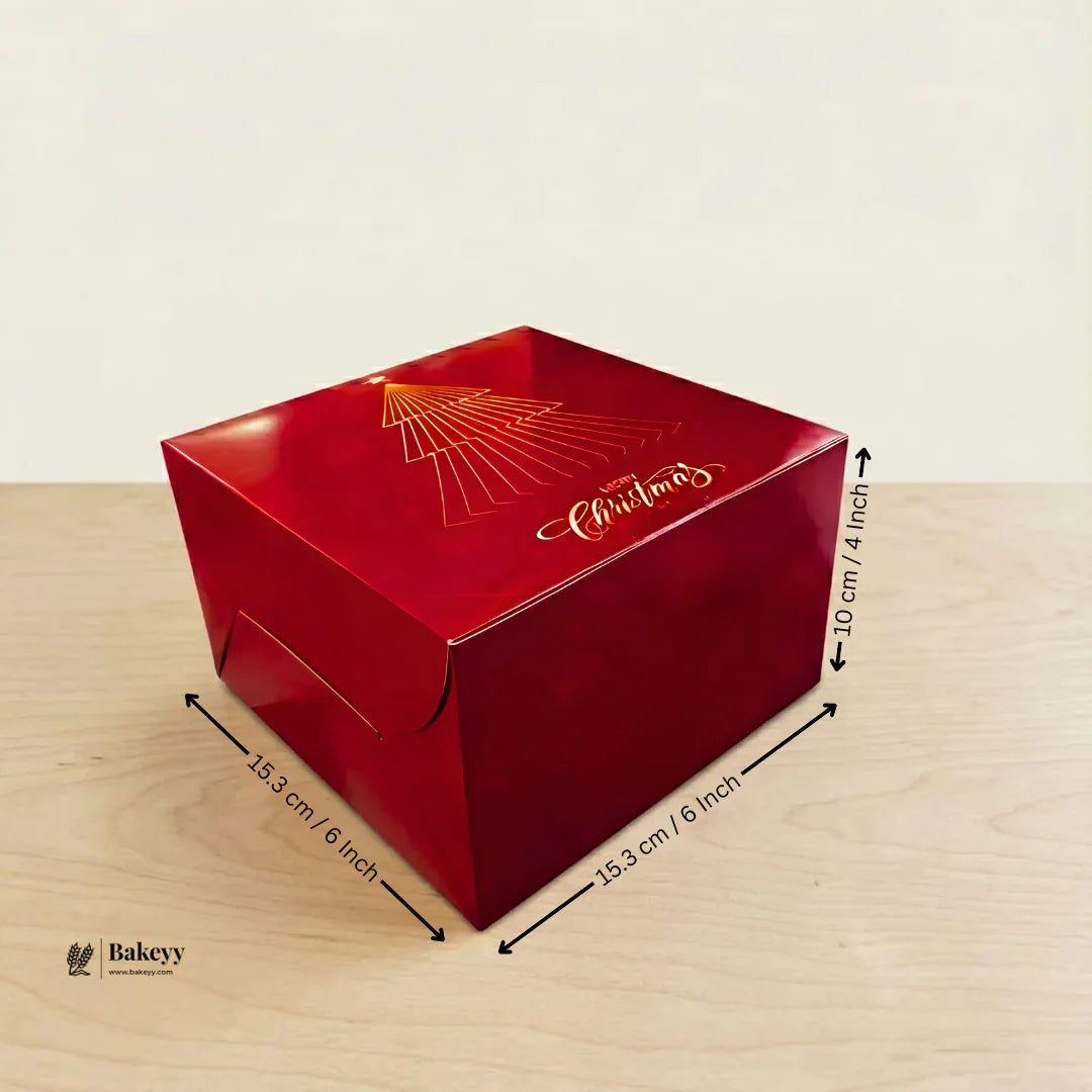Christmas Cake Box | Perfect for Cake & Treats | Pack of 25 - Bakeyy.com - India - Christmas Cake Box | Perfect for Cake & Treats | Pack of 25 - Design 3 / 6x6x4 Inch 375.00