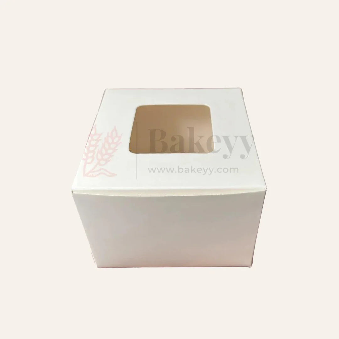 4 x 4 x 3 Inch Mini Cake Box with Window – White | Cake packaging box | Pastry box | Mini cake gift box | Pack of 25 - Bakeyy.com - India - 4 x 4 x 3 Inch Mini Cake Box with Window – White | Cake packaging box | Pastry box | Mini cake gift box | Pack of 25 - Default Title
