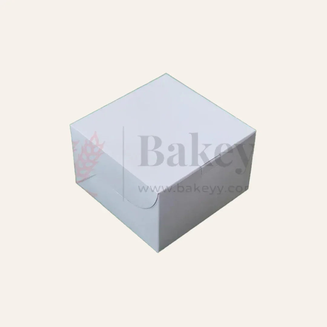 4x4x3 Inch | Plain White Cake/Pastry Box | Grey Back Cake Box | Pack Of 50 - Bakeyy.com - India - 4x4x3 Inch | Plain White Cake/Pastry Box | Grey Back Cake Box | Pack Of 50 - Default Title