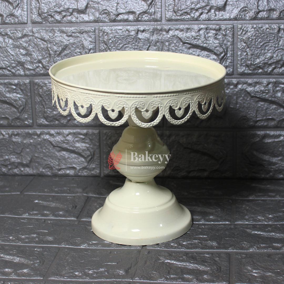 Elegant Ivory Cake Stand With Decorative Trim | Perfect For Celebrations - Bakeyy.com - India - Elegant Ivory Cake Stand With Decorative Trim | Perfect For Celebrations - Small
