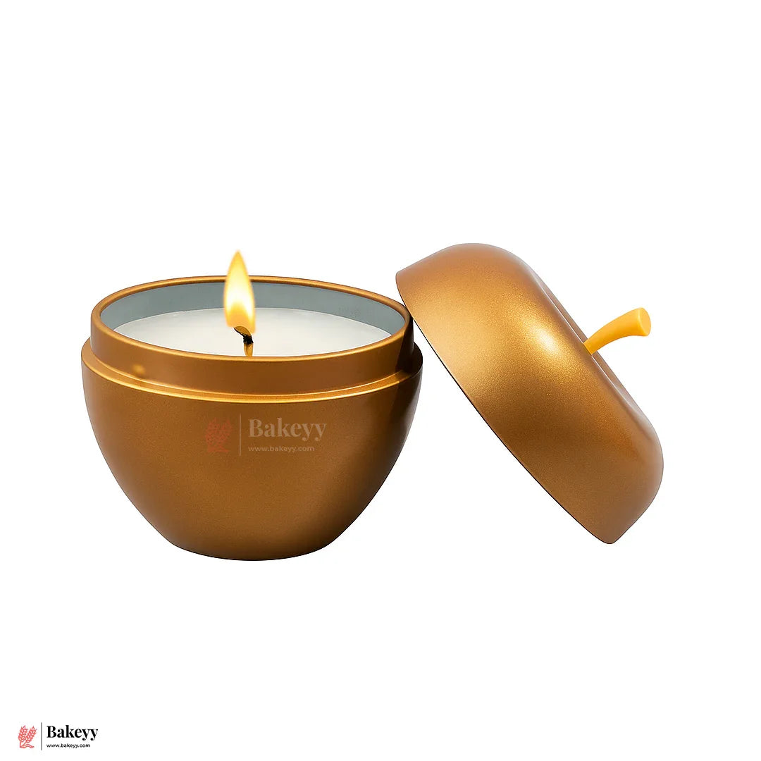 6cm Golden Apple-Shaped  Empty Candle Tin |  Reusable Decorative Container for Scented Candles, Gifts & Storage| Pack Of 12