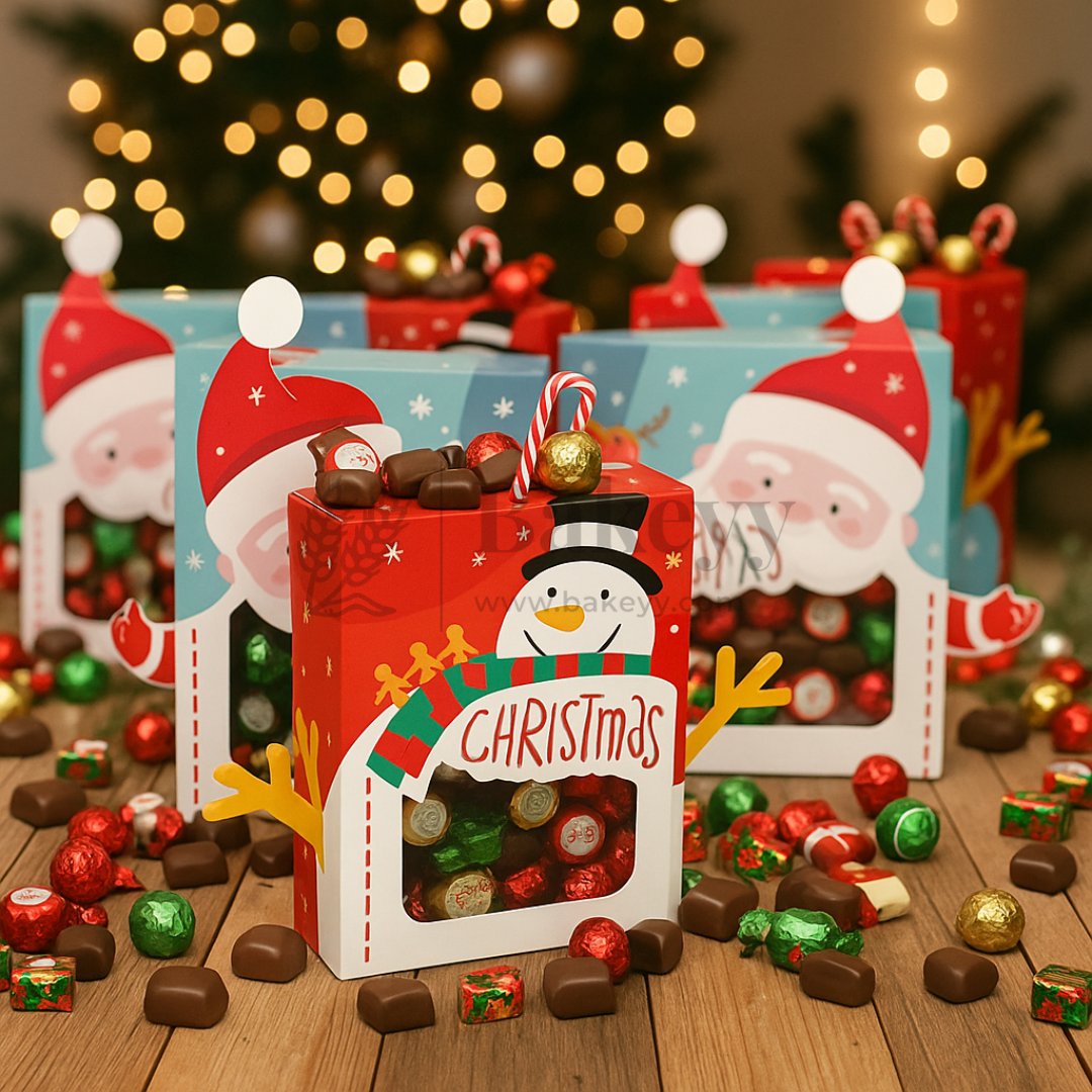 Christmas Celebration Gift Box | Festive Window Packaging for Goodies & Gifting | Pack of 10