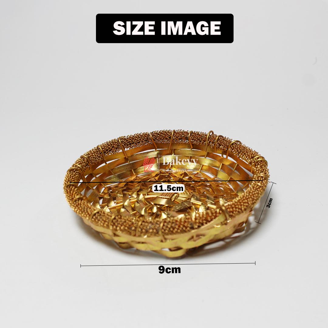 Luxurious Gold-Plated Metal Dry Fruit Round Tray With 5 Decorative Bowls - Bakeyy.com - India - Luxurious Gold-Plated Metal Dry Fruit Round Tray With 5 Decorative Bowls - Default Title