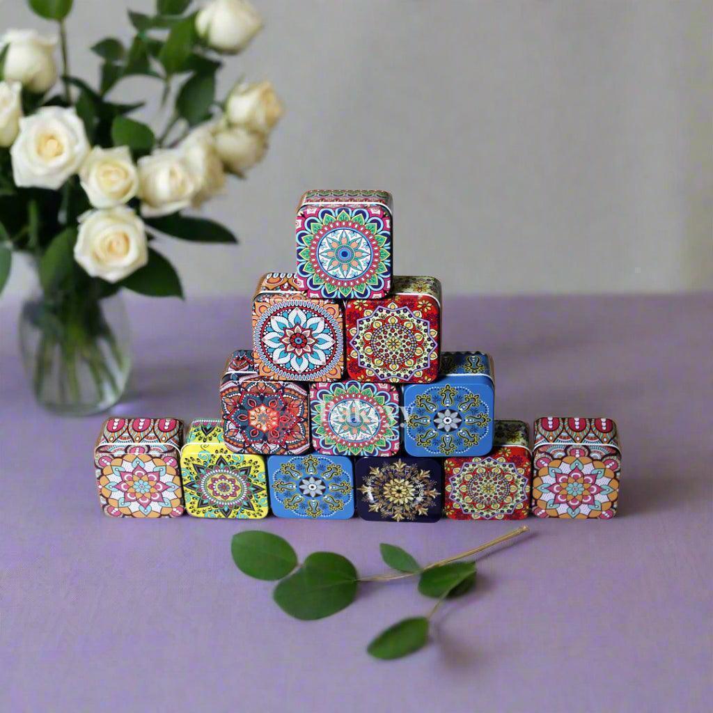 Matka Tin | Square Shaped Decorative Boxes | Pack Of 12 | Candle Tin Box | Different Designs | (Copy) - Bakeyy.com - India - {{ variant.name }}