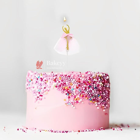 Elegant Ballerina Cake Candle Topper | Gold & Pink Design| (Pack Of 1) - Bakeyy.com - India - Elegant Ballerina Cake Candle Topper | Gold & Pink Design| (Pack Of 1) - Default Title