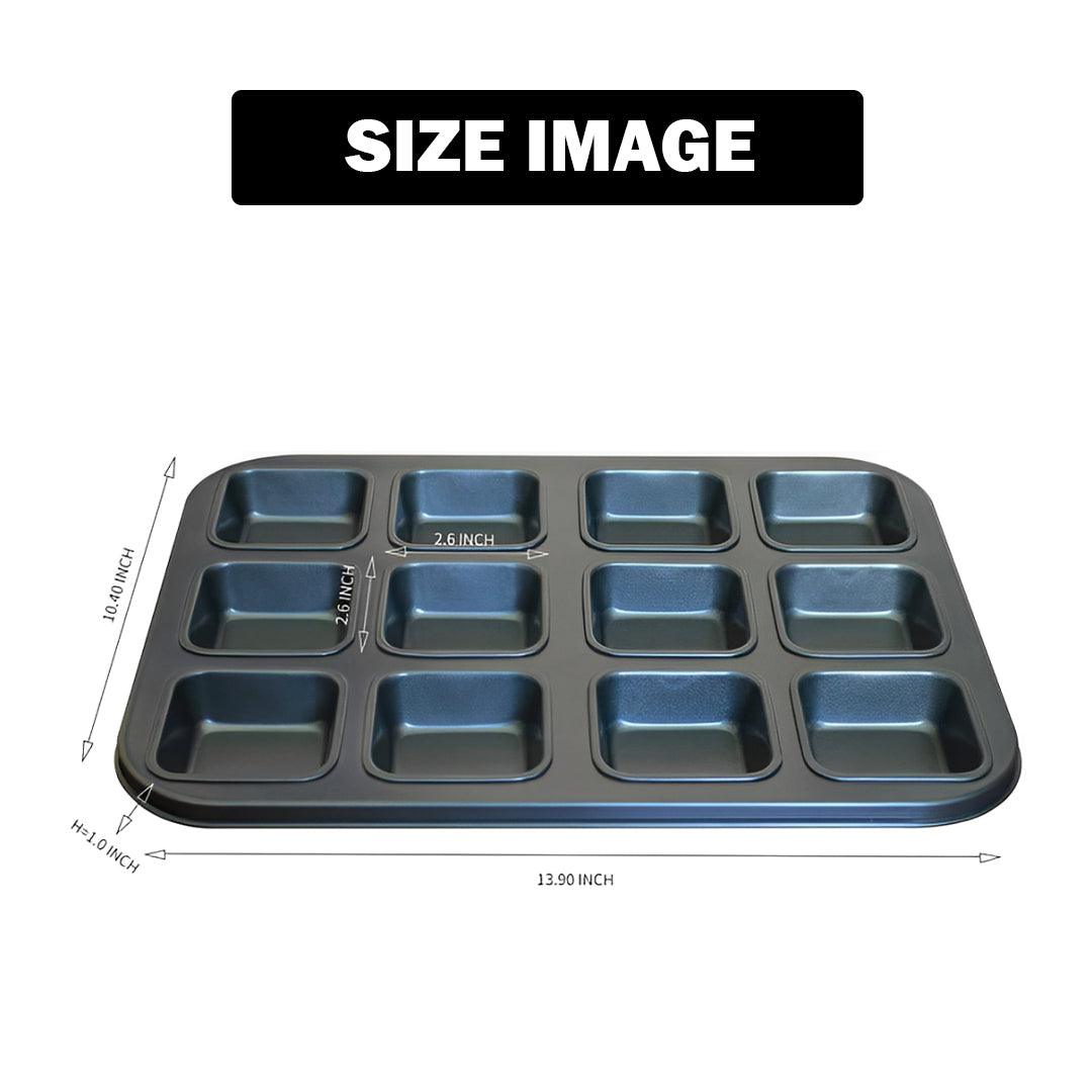 Brownie Cake Pan, 12-Cavity Non-Stick Square Muffin Pan Blondie Bakeware, Heavy Duty Carbon Steel Pan for Oven Baking - Bakeyy.com - India - Brownie Cake Pan, 12-Cavity Non-Stick Square Muffin Pan Blondie Bakeware, Heavy Duty Carbon Steel Pan for Oven Baking - Default Title