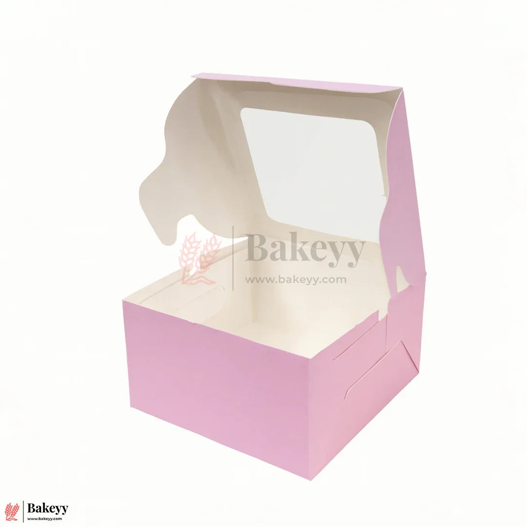 3x3x2 inch | 1 Brownie Box with Window – Pink | cookie packaging box | cookie box with clear window | Gift box | Pack of 50