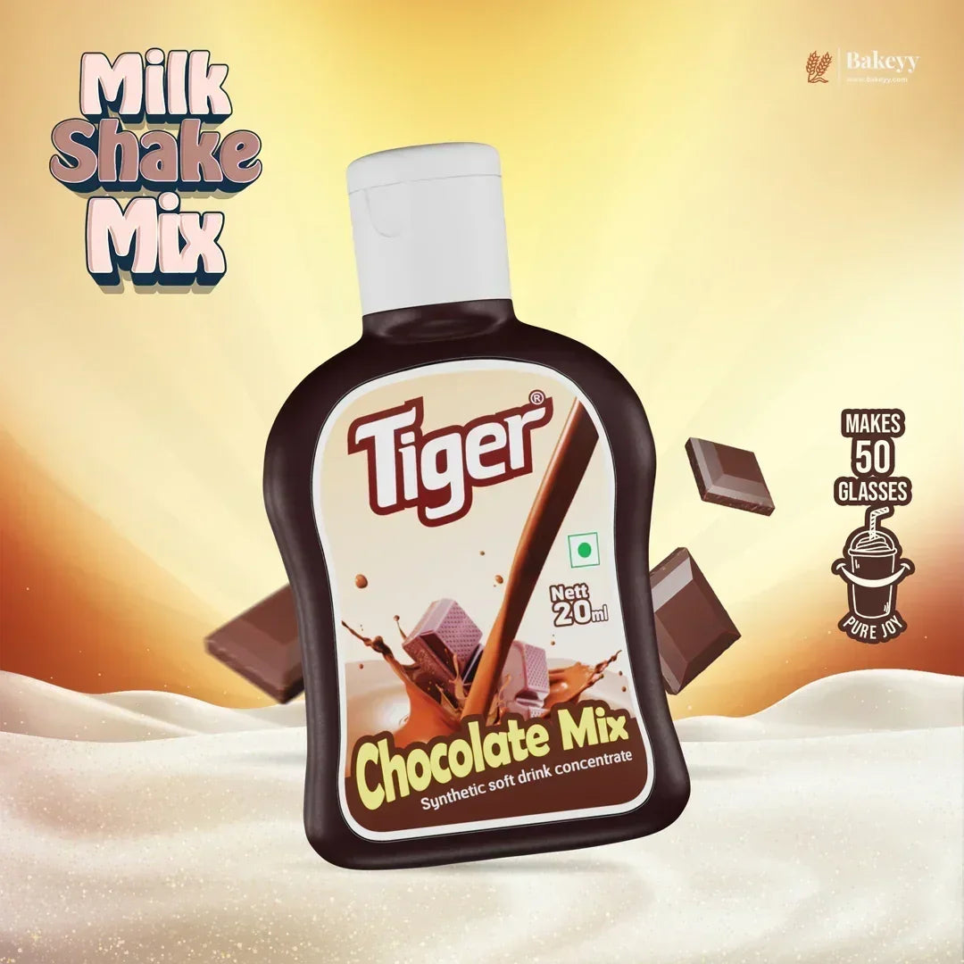 Bottle of Tiger Chocolate Mix with a yellow gradient background