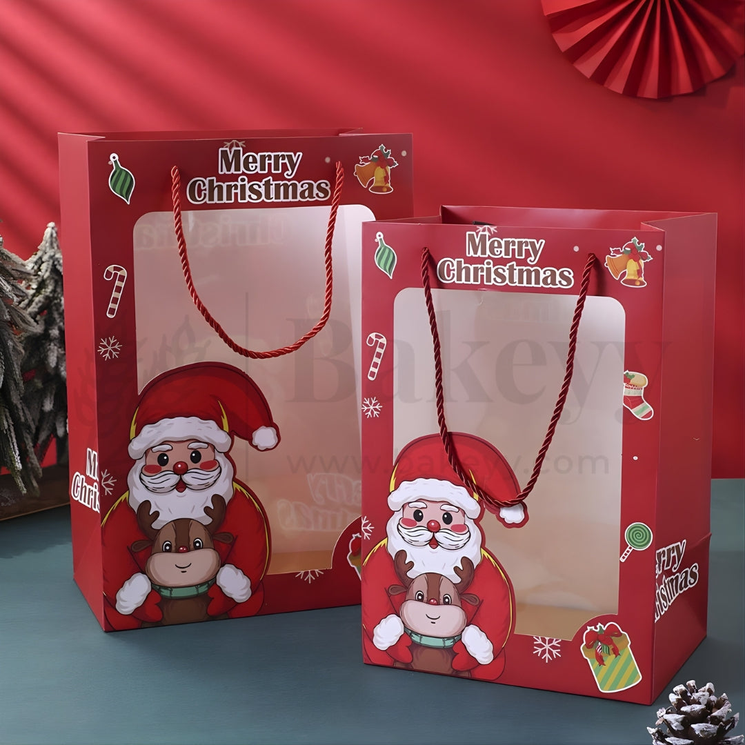 Christmas Paper Bag With Window and Rope Handles