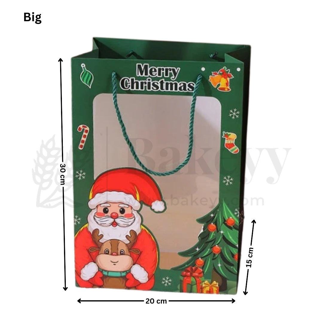 Christmas Paper Bag With Window and Rope Handles