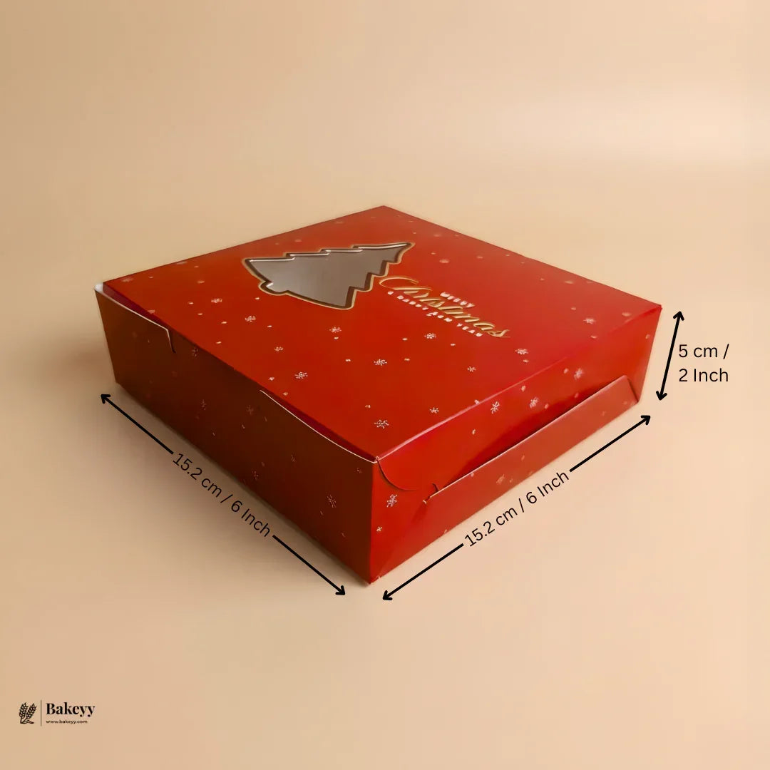 Christmas Plum Cake Box | Festive Printed Packaging | Pack of 25 - Bakeyy.com - India - Christmas Plum Cake Box | Festive Printed Packaging | Pack of 25 - Design 4 / 6x6x2 Inch | 250g 300.00