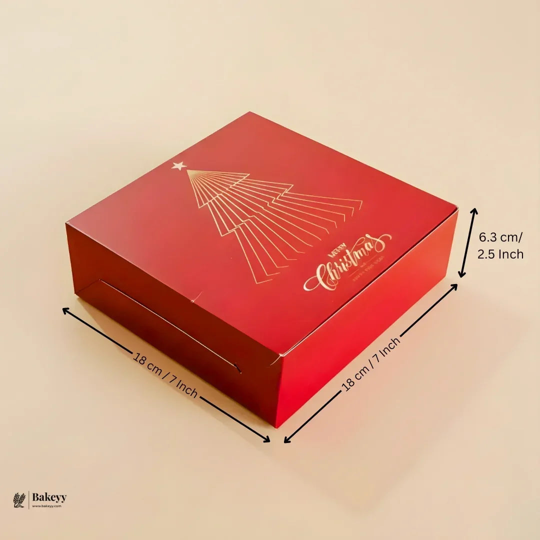 Christmas Plum Cake Box | Festive Printed Packaging | Pack of 25 - Bakeyy.com - India - Christmas Plum Cake Box | Festive Printed Packaging | Pack of 25 - Design 3 / 7x7x2.5 Inch | 500g 375.00