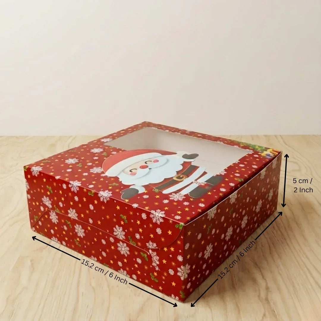 Christmas Plum Cake Box | Festive Printed Packaging | Pack of 25 - Bakeyy.com - India - Christmas Plum Cake Box | Festive Printed Packaging | Pack of 25 - Design 1 / 6x6x2 Inch | 250g 300.00