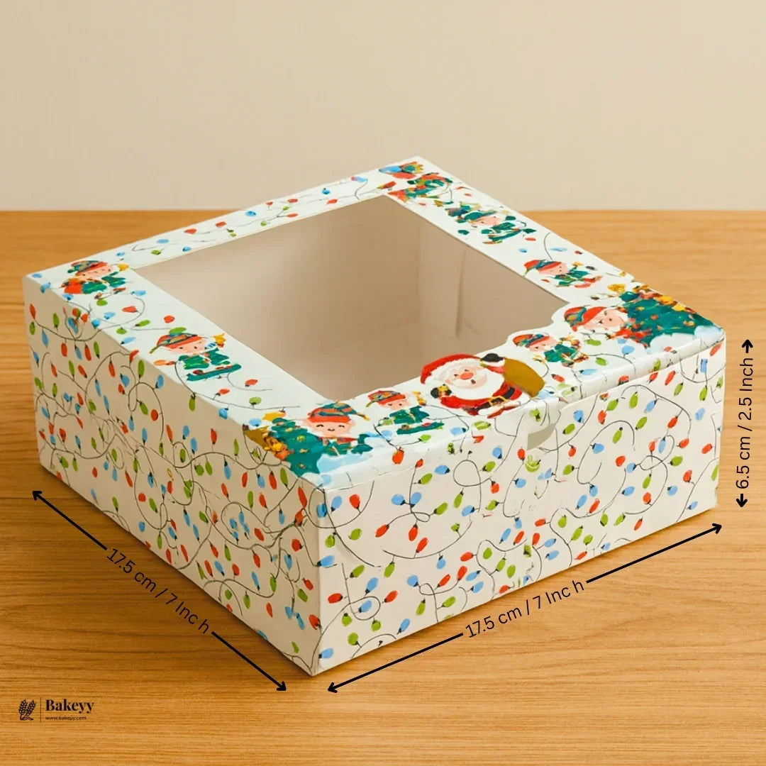 Christmas Plum Cake Box | Festive Printed Packaging | Pack of 25 - Bakeyy.com - India - Christmas Plum Cake Box | Festive Printed Packaging | Pack of 25 - Design 2 / 7x7x2.5 Inch | 500g 375.00